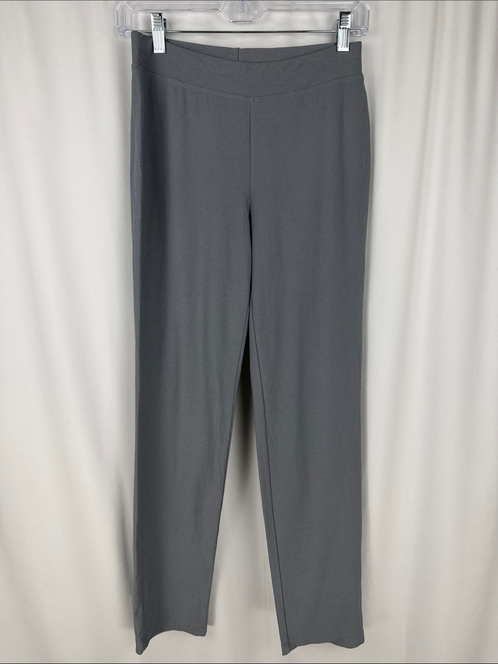 Eileen Fisher Washable Stretch Crepe High-Waisted Slim Pants in Grey